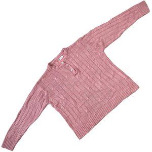Sundazed (Germany) Cable Knit Polyacryl Henley Pullover Sweater Pink (Pringle) M